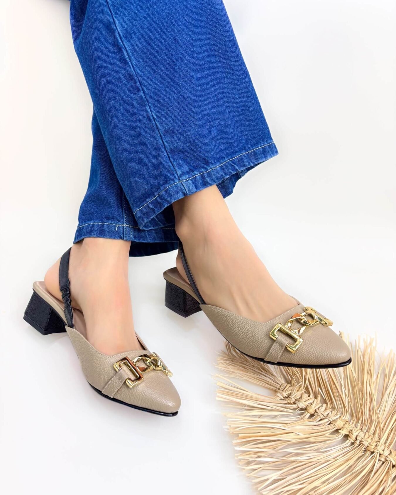 Tacon Angela Camel Negro