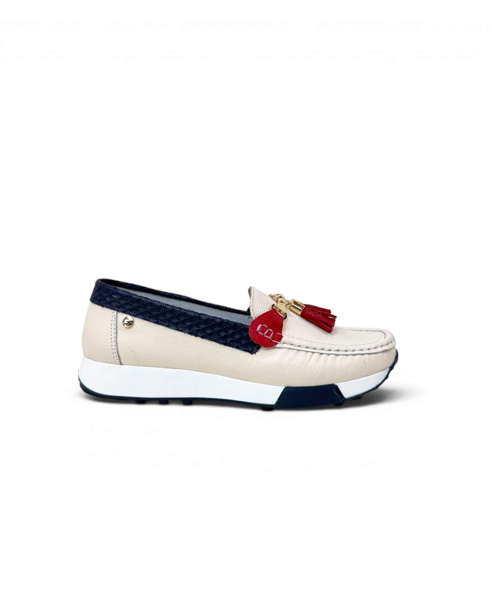 Mocasin Georgina Beige Azul Rojo - Image 3