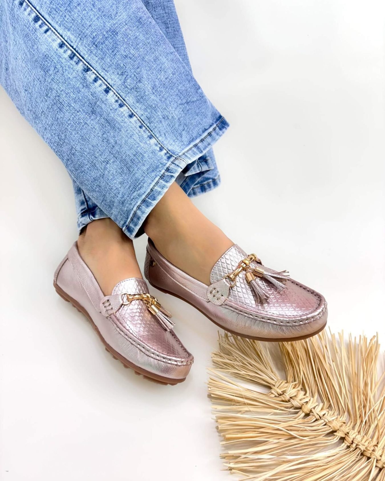 Mocasin Lolita Oro Rosa