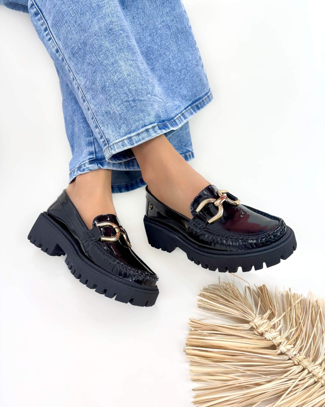 Mocasin Retro Charol Negro