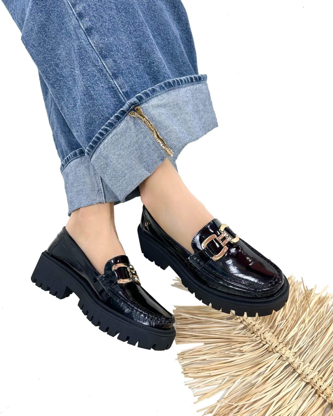 Mocasin Retro Charol Negro