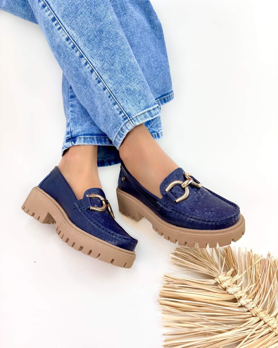 Mocasin Retro Azul Oscuro