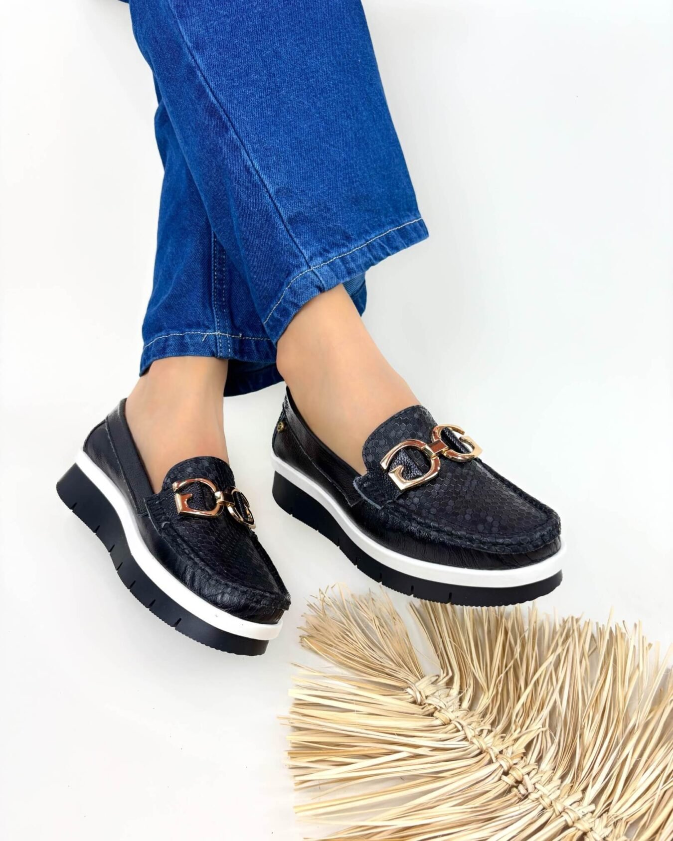 Mocasin Angie Negro x Diamante