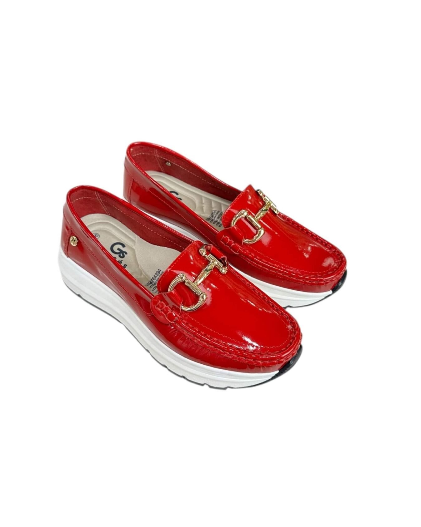 Mocasin Bianca Charol Rojo