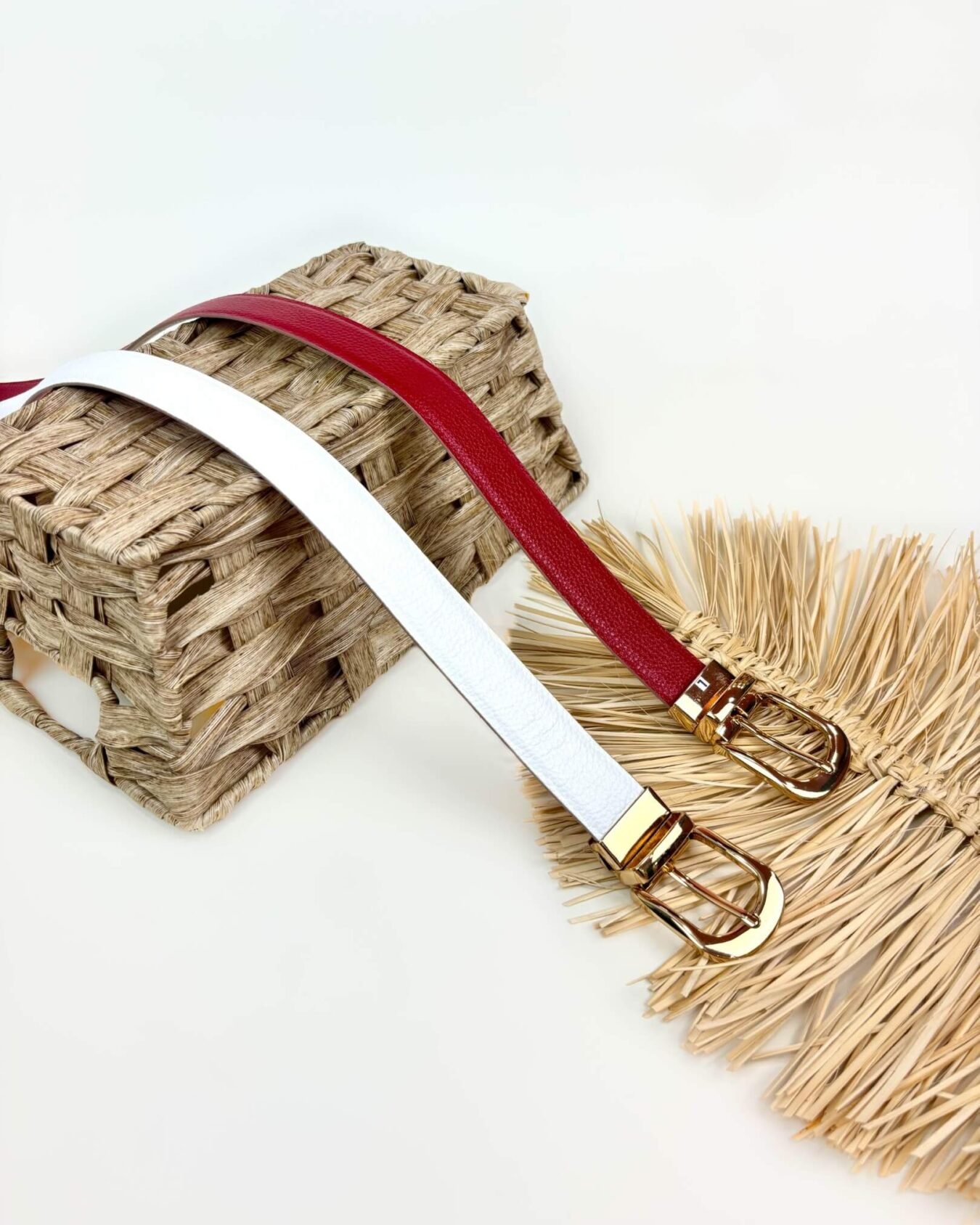 CORREA DAMA DOBLE FAZ BLANCO -ROJO