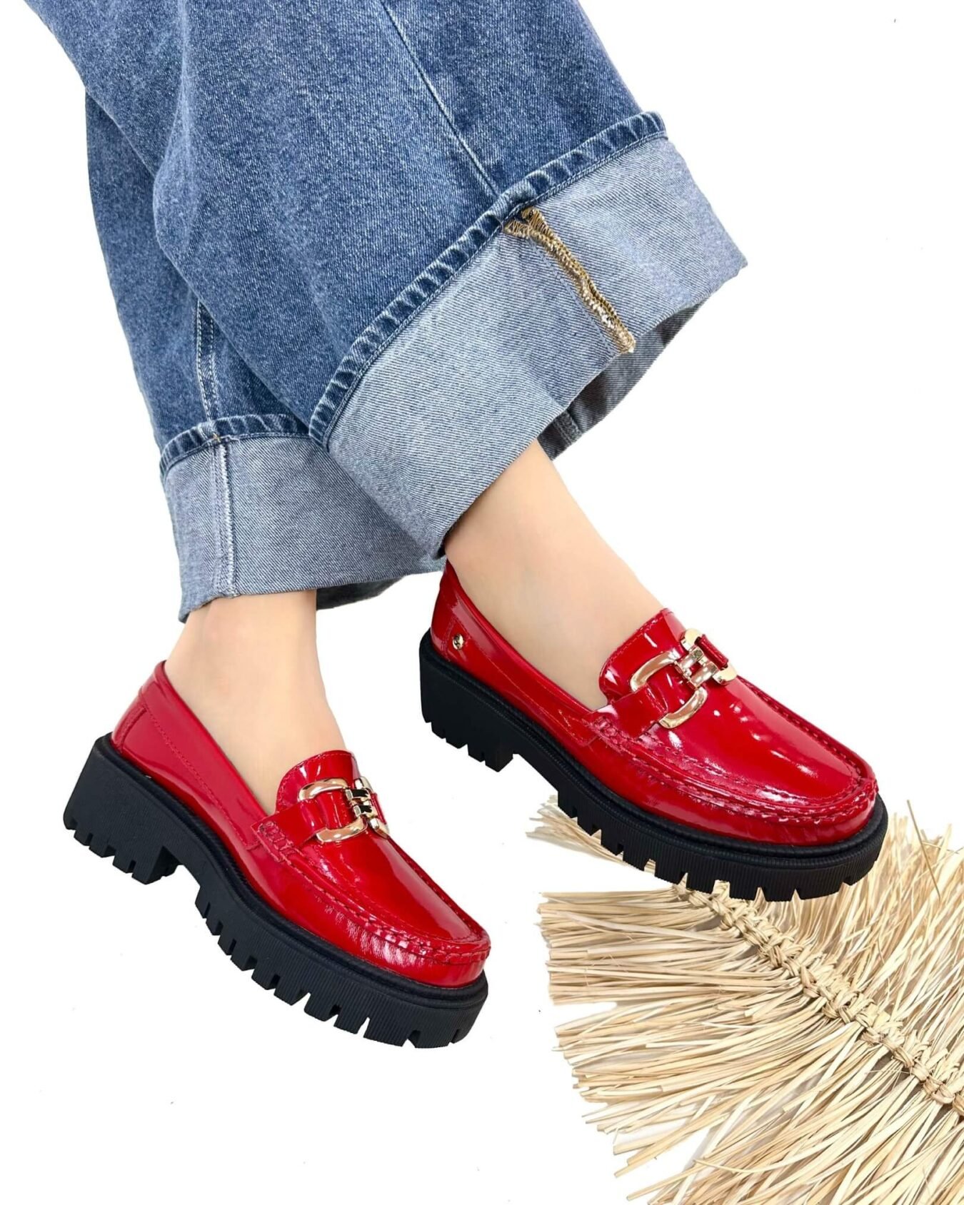 Mocasin Retro Charol Rojo