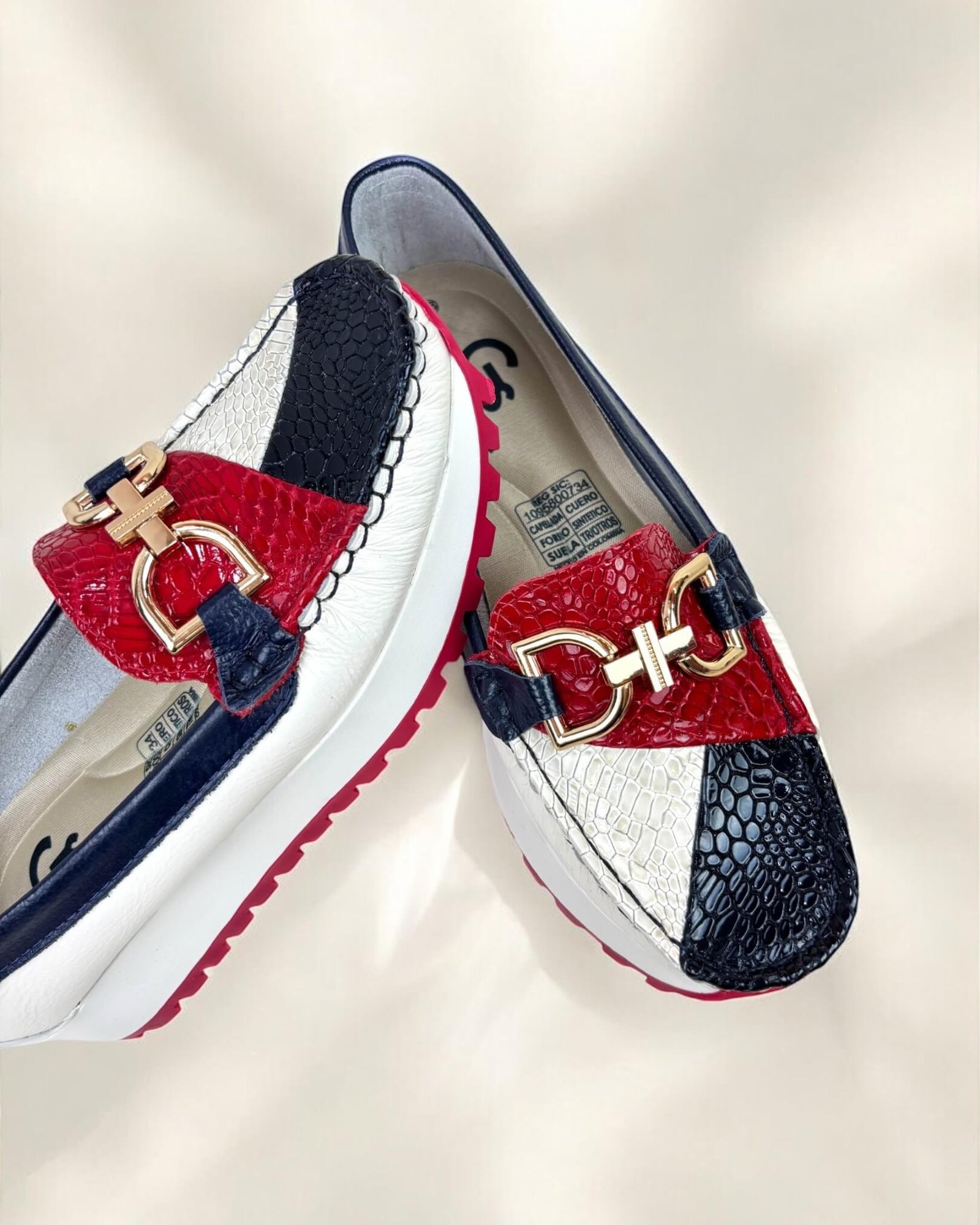 Mocasin London Beige Rojo Azul - Image 3