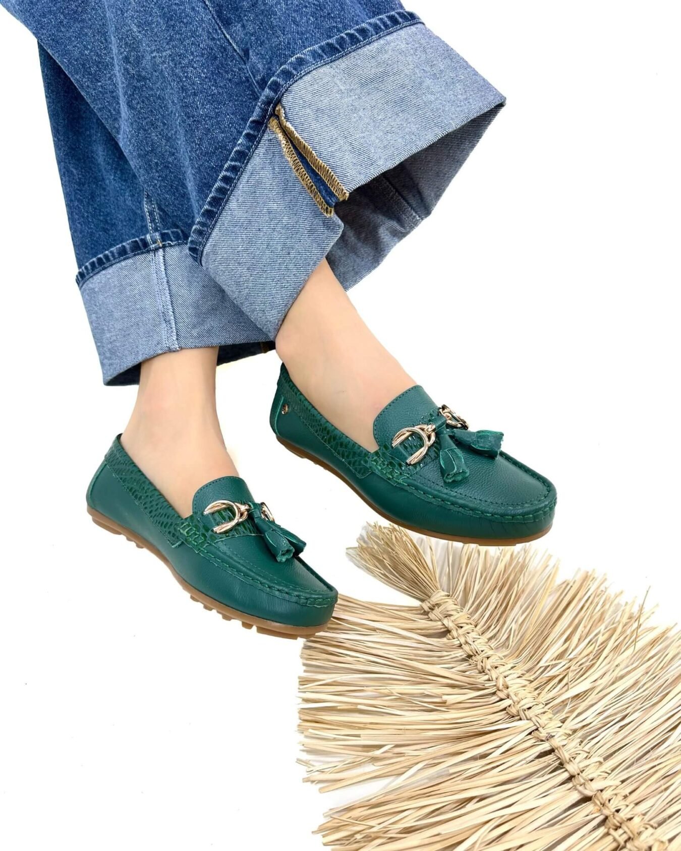 Mocasin Lolita Perla Verde Pino