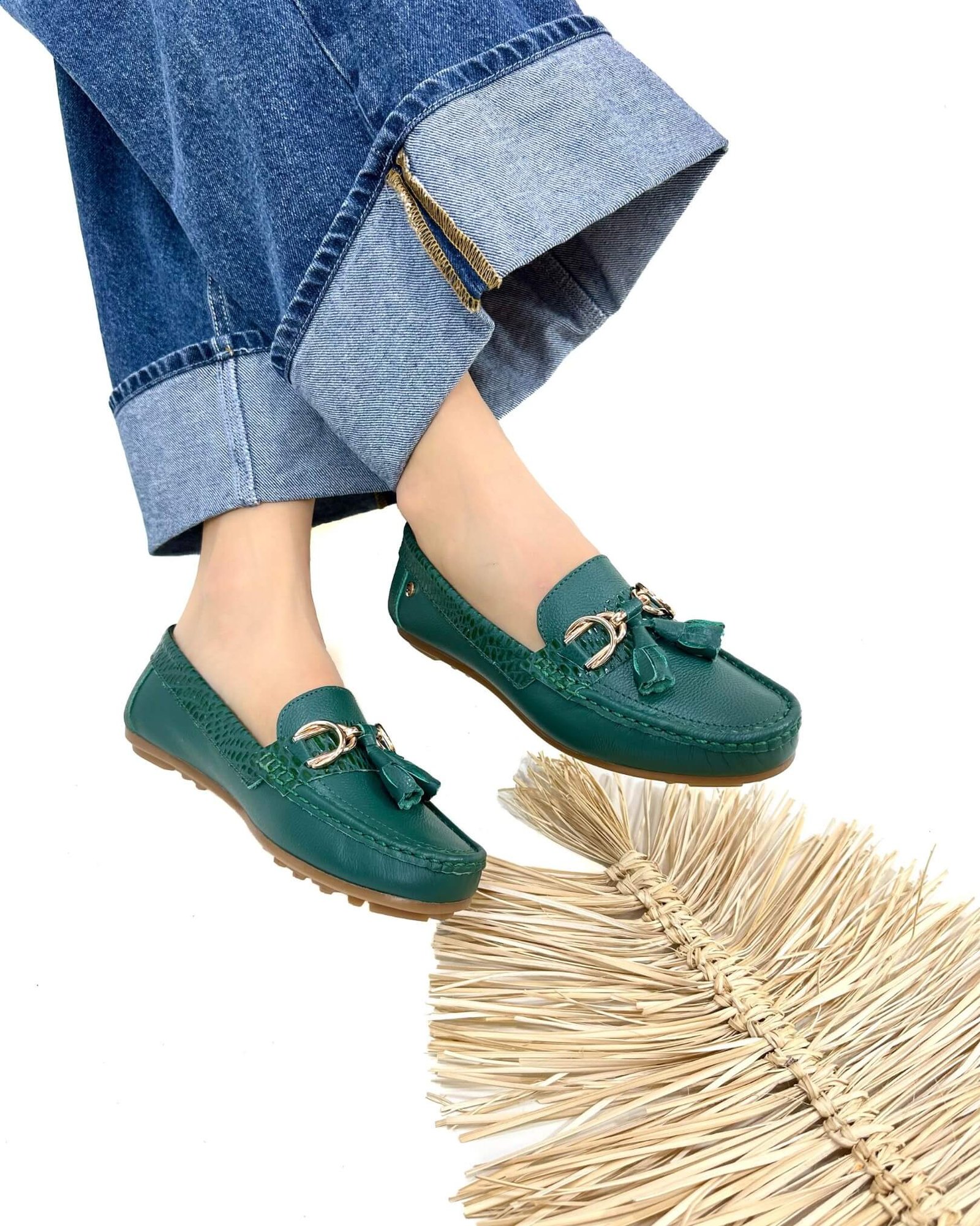 Mocasin Lolita Perla Verde Pino