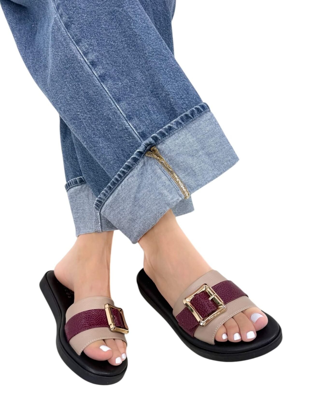 Sandalia Luna Taupe x Vinotinto