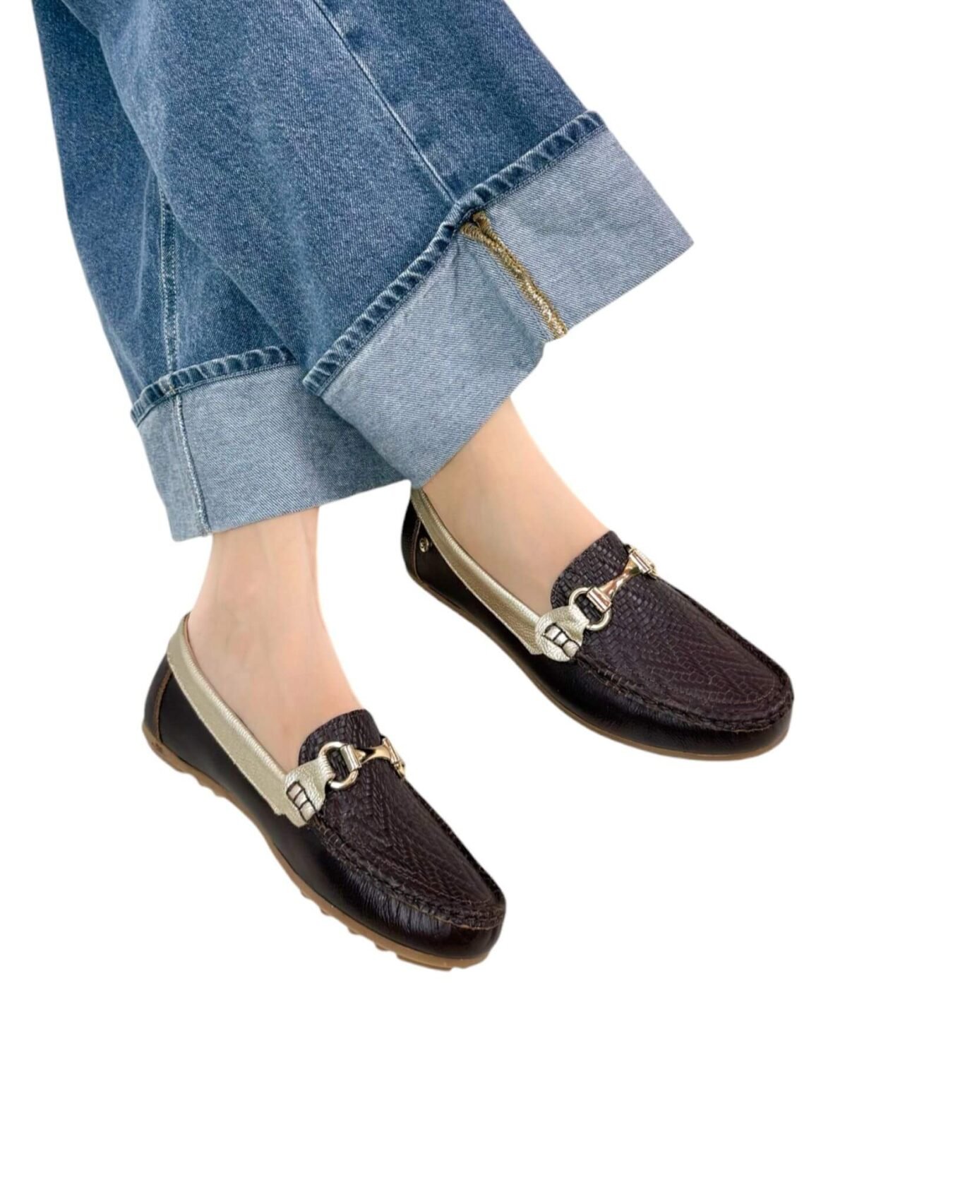 Mocasin Lolita Trenza Chocolate x Champán